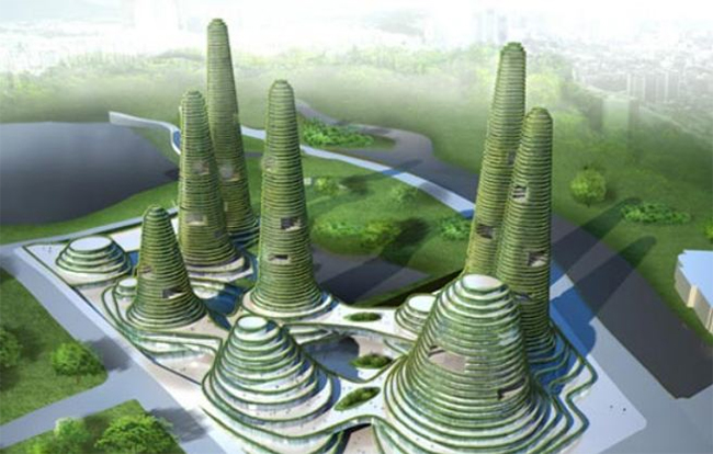 坤寶樹(shù)脂瓦設想的綠色建筑